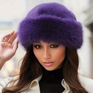 Faux Fur Winter Hat — Luxurious Style, Cozy & Soft. PURPLE